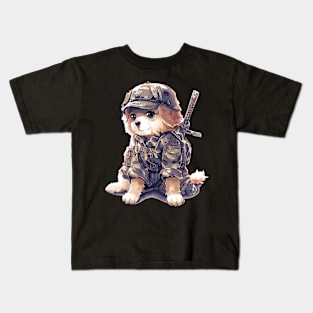 Military labrador retriever puppy Kids T-Shirt